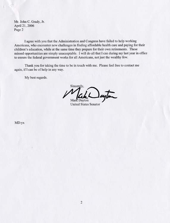 Mark Dayton's Response, Page 2