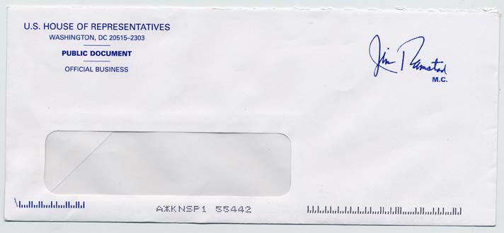 Envelope of Jim Ramstad's Response